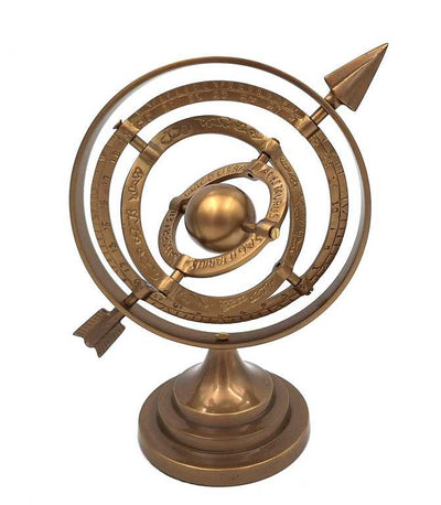 Astrolabe sphérique fléché en aluminium - hauteur 30cm - NI9114A