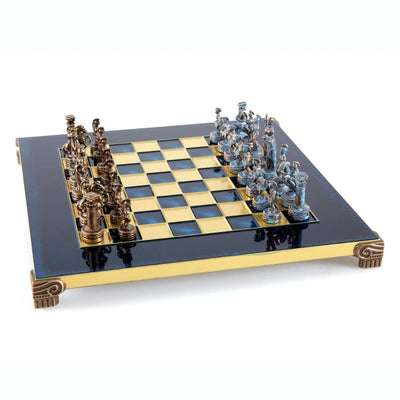 Échecs de luxe en laiton 28 x 28 cm – cadeau exclusif - S3BBLU