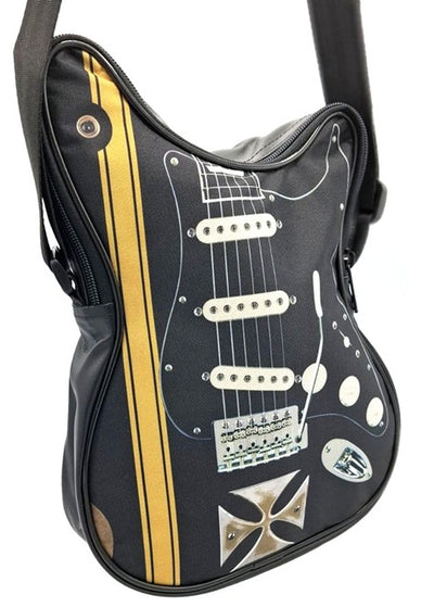 Sac à bandoulière en forme de guitare avec croix de Malte – Cadeau pour un guitariste - RBG-005