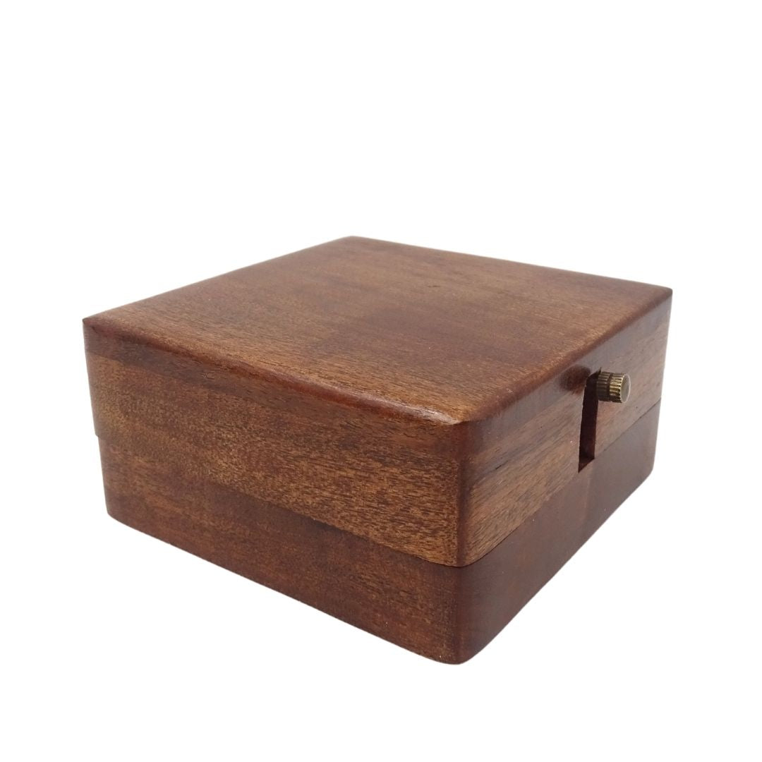 Retro Compass and Clock in a Wooden Box with Custom Engraving