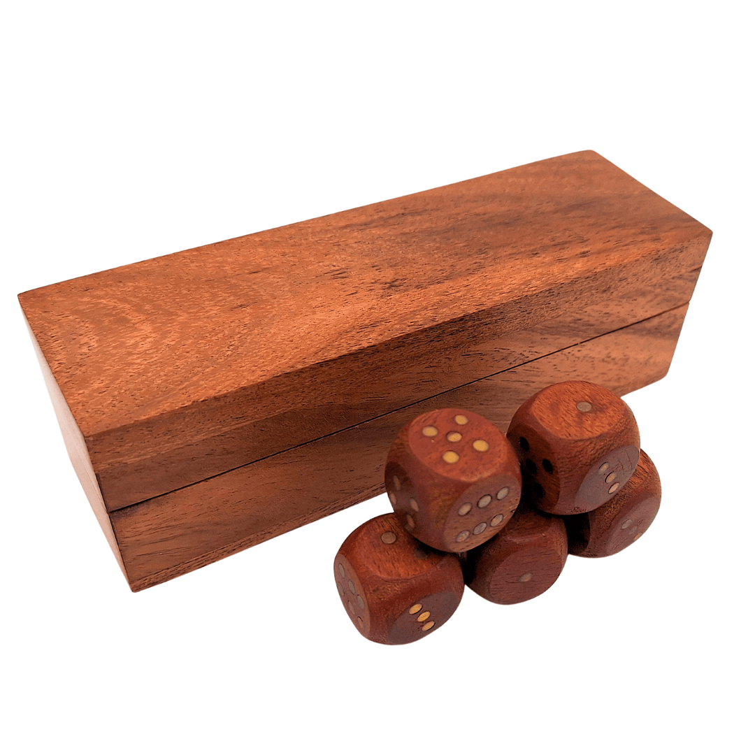 Wooden Dice in an Oblong Wooden Box - DNU-006