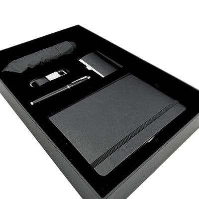 Coffret cadeau d’affaires élégant premium - Carnet en cuir parapluie porte-cartes stylo porte-clés - EE15