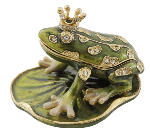 Petite boîte exclusive en métal richement décorée de cristaux - Grenouille - B0746-54
