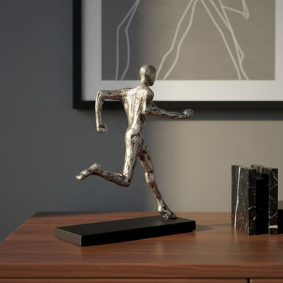 Statuette de coureur, figurine en métal avec gravure