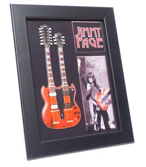 Mini-gitaar in Jimmy Page double neck-stijl in lijst FMG-011