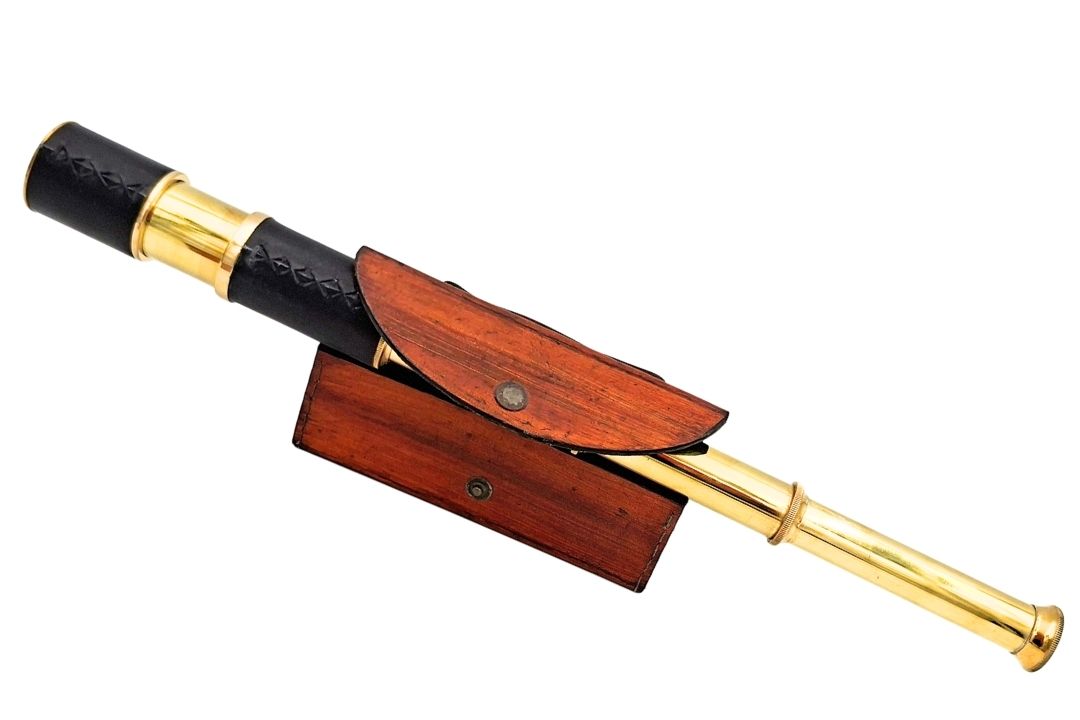 Retro Brass Captain's Spyglass in a Leather Case with Custom Engraving
