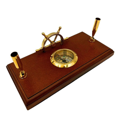 Maritieme bureauset – stuurwiel, kompas, pennenhouders – TT019
