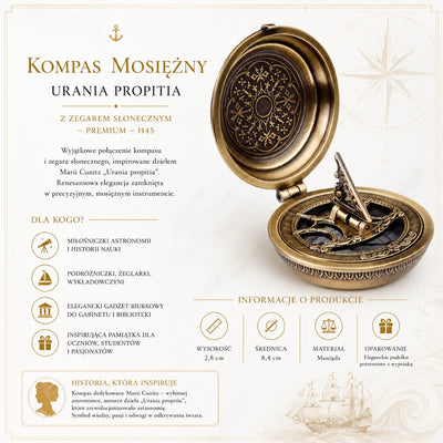 Boussole en laiton Urania Propitia avec cadran solaire - premium - H45