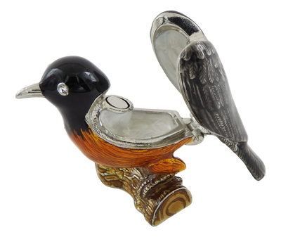 Petite boîte métallique exceptionnelle décorée de cristaux - Oiseau - B0192-02
