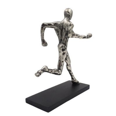 Statuette de coureur, figurine en métal avec gravure
