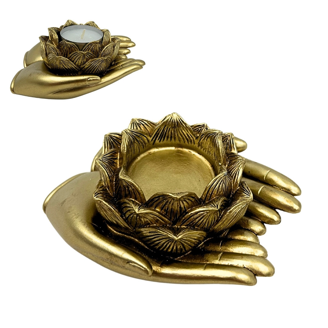 Bougeoir glamour doré pour bougie chauffe-plat – Main – 311FJZ