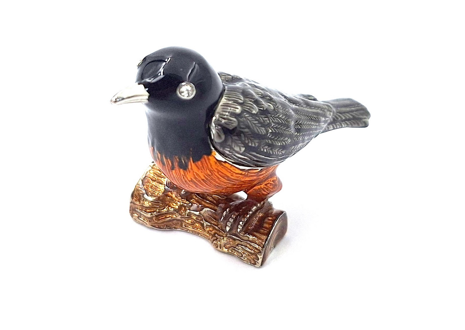 Petite boîte métallique exceptionnelle décorée de cristaux - Oiseau - B0192-02