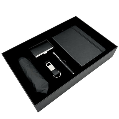 Coffret cadeau d’affaires élégant premium - Carnet en cuir parapluie porte-cartes stylo porte-clés - EE15