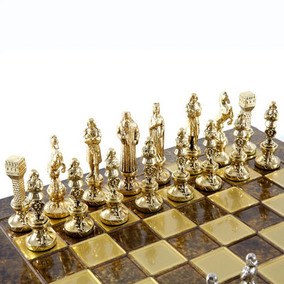 Großes exklusives Schachspiel – 36x36 cm – Gold-silbern - Renaissance S9BRGS