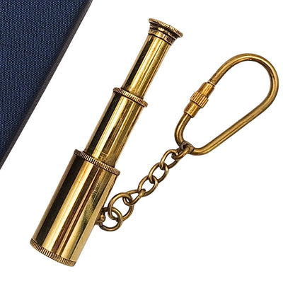 Porte-clés en laiton avec longue-vue dans un coffret élégant – Cadeau nautique rétro – KEY-0016A
