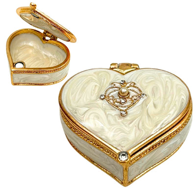 Boîte à bijoux exclusive en forme de cœur avec cristaux - B0767-06WH