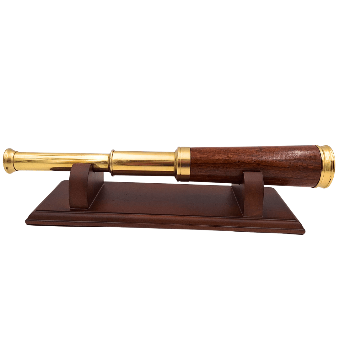 Longue-vue en laiton et bois sur élégant socle en bois – Décoration rétro – CER029