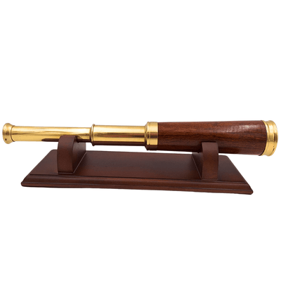 Longue-vue en laiton et bois sur élégant socle en bois – Décoration rétro – CER029
