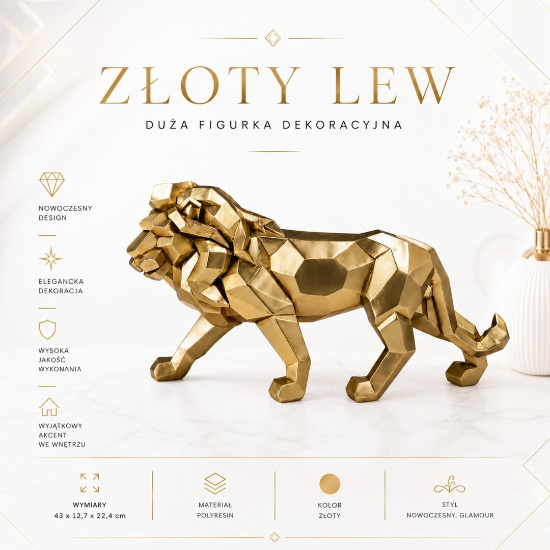 Figurine Lion doré grand modèle 43cm moderne - 43477Y2