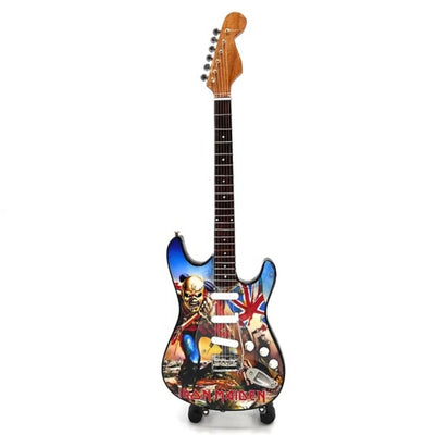 Mini-decoratiegitaar Iron Maiden „The Trooper” van mahonie - Handgemaakte decoratie voor muziekfans