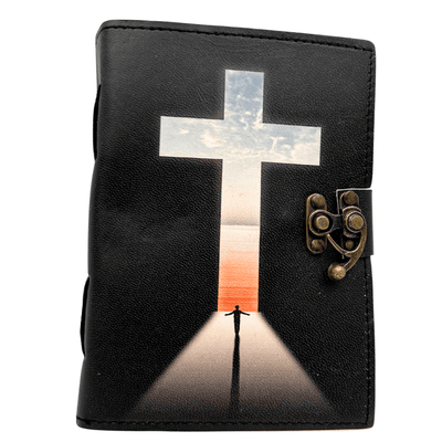 Carnet en cuir croix religieuse - 200 pages - AH15