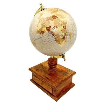 Eleganter Vintage-Schreibtischglobus mit Holzsockel und Schublade
