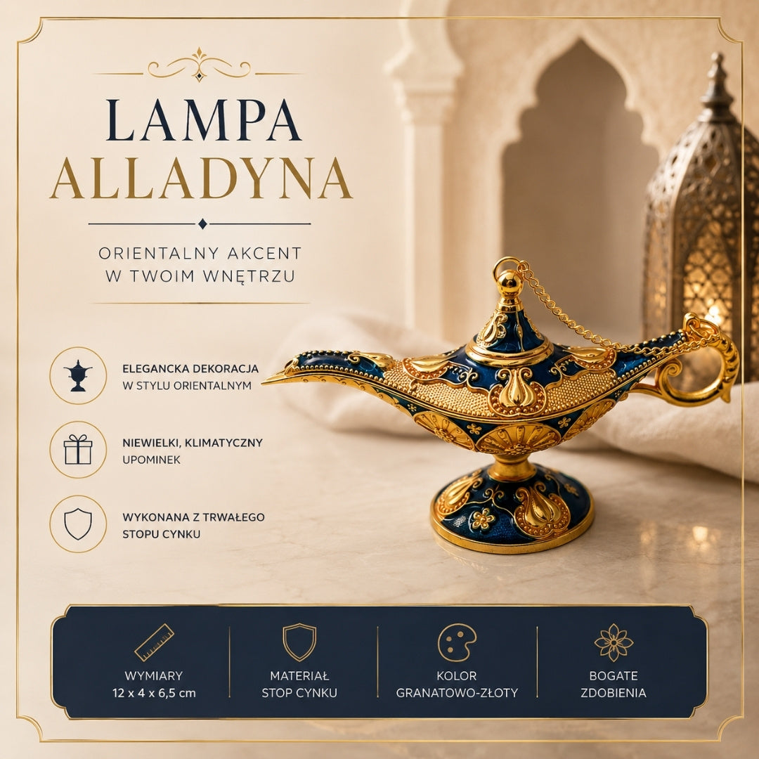 Lampe d’Aladin décorative en métal bleu marine et or 12cm - LAB12