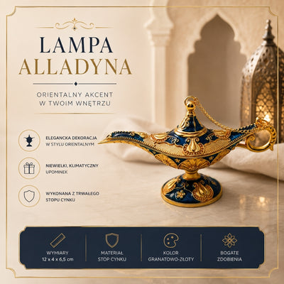 Lampe d’Aladin décorative en métal bleu marine et or 12cm - LAB12