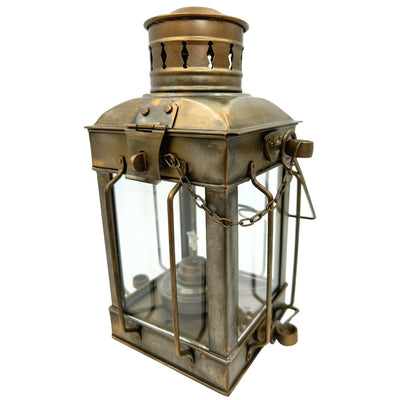 Retro-Petroleumlampe aus Stahl LT608 in gealterter Messingfarbe mit Gravurmöglichkeit