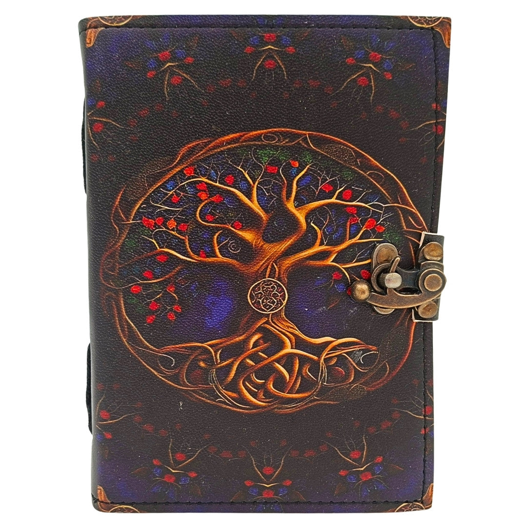 Carnet en cuir vintage rétro 200 pages - Cuir de chèvre - Arbre de vie - AH18