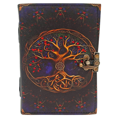 Carnet en cuir vintage rétro 200 pages - Cuir de chèvre - Arbre de vie - AH18