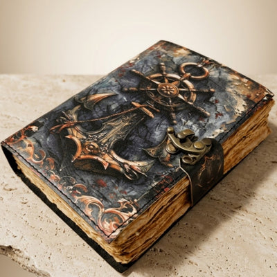 Carnet en cuir rétro marin 200 pages - H110