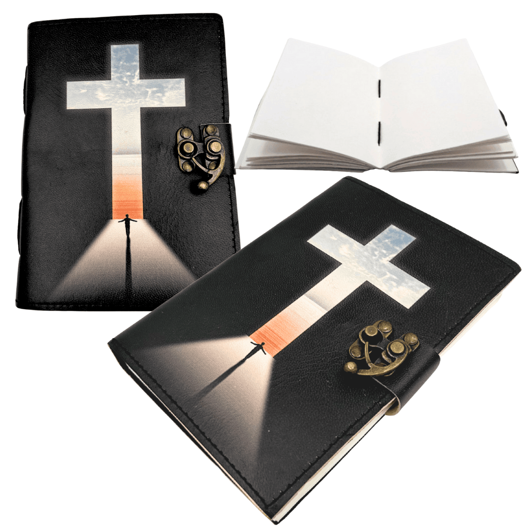 Carnet en cuir croix religieuse - 200 pages - AH15