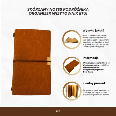 Carnet de voyage en cuir, organiseur, porte-cartes de visite, étui – EE7