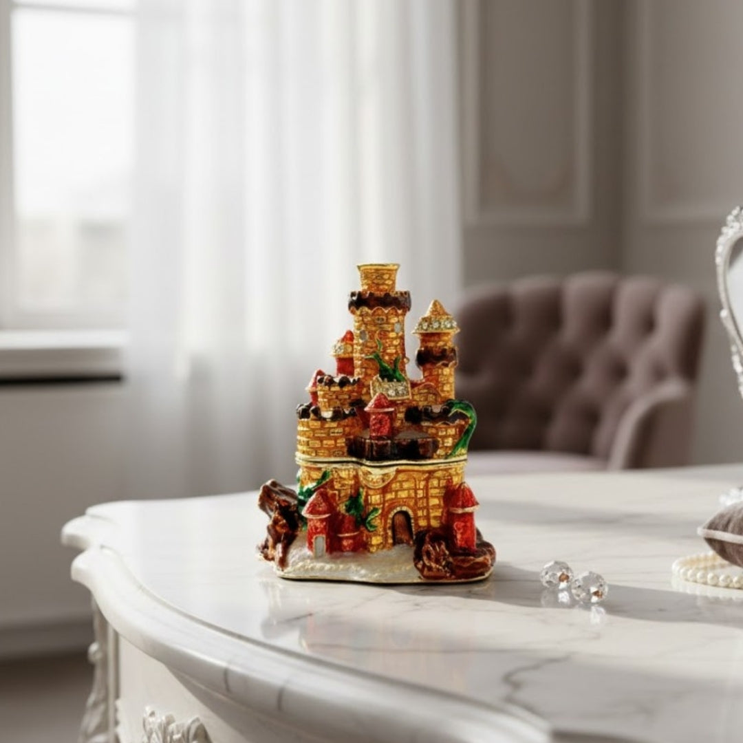 Petite boîte coffret à bijoux ornée de cristaux – Château – HX580