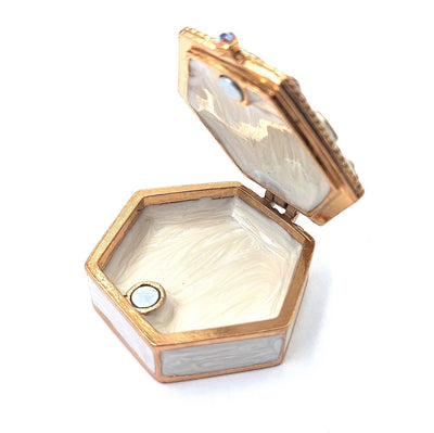 Petite boîte cadeau en métal richement décorée avec cristaux - B0035-08WH