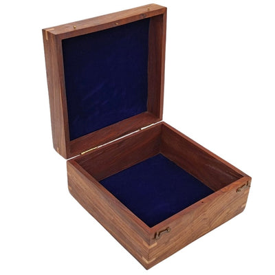 Elegant Wooden Gift Box, 20x20x11 cm, with a Navy Insert and Personalization Option via Engraving