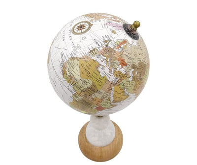 Globe décoratif Voyager sur socle en marbre et bois – GLB-108
