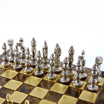 Großes exklusives Schachspiel – 36x36 cm – Gold-silbern - Renaissance S9BRGS