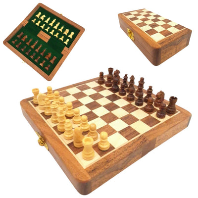 Échecs en bois magnétiques 17x17cm - pliants - DNU-025