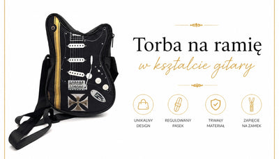 Sac à bandoulière en forme de guitare avec croix de Malte – Cadeau pour un guitariste - RBG-005