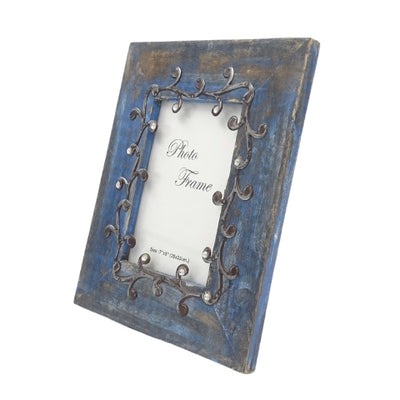 Cadre photo en bois bleu - 28893 - format photo 18x13cm