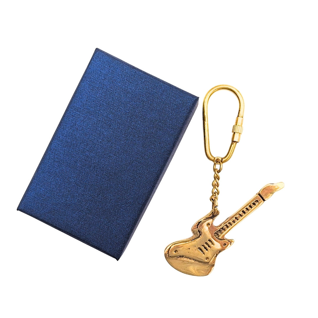 Porte-clés guitare en laiton dans un coffret élégant – Cadeau pour guitariste - KRT21A