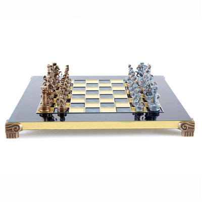 Échecs de luxe en laiton 28 x 28 cm – cadeau exclusif - S3BBLU