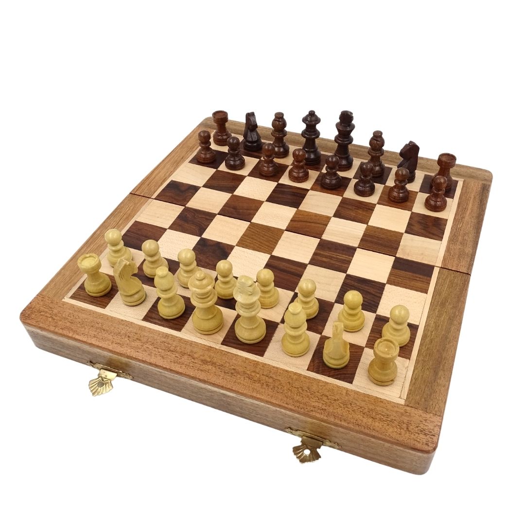Échecs en bois magnétiques 30x30cm pliants - G614