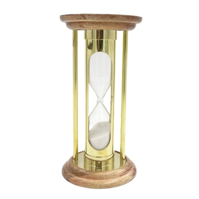 Sablier en laiton et bois 5 min, style rétro - NC3031