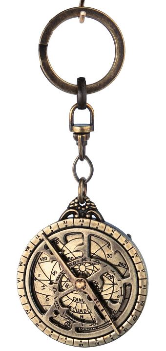 Porte-clés premium astrolabe en laiton - cadeau astronomie – H80