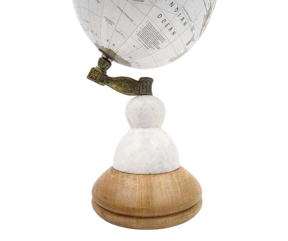Globe décoratif Voyager sur socle en marbre et bois – GLB-108