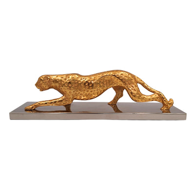 Élégante figurine décorative Léopard doré 42cm Glamour Loft Cadeau