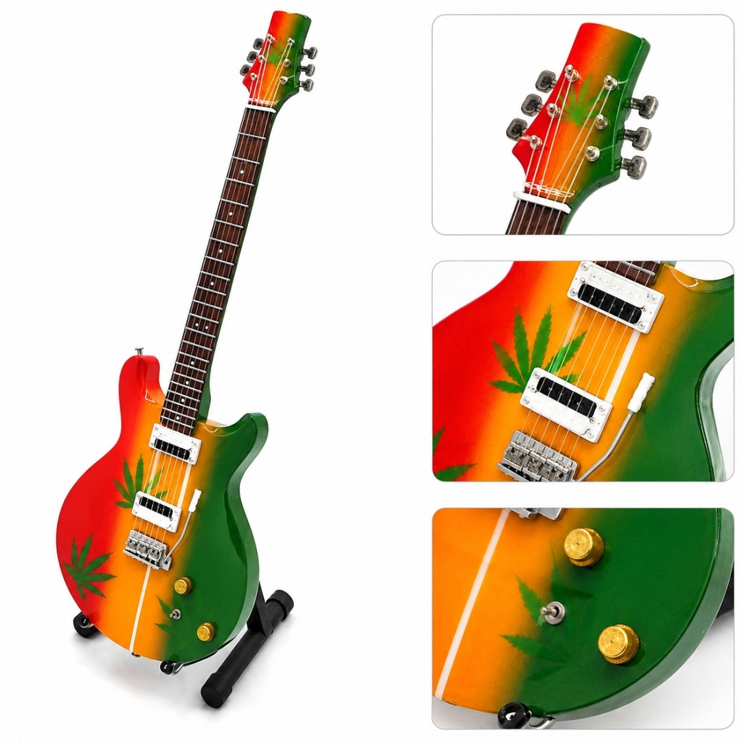 Mini guitare dans le style de Bob Marley Tribute Ganja MGT-0468
